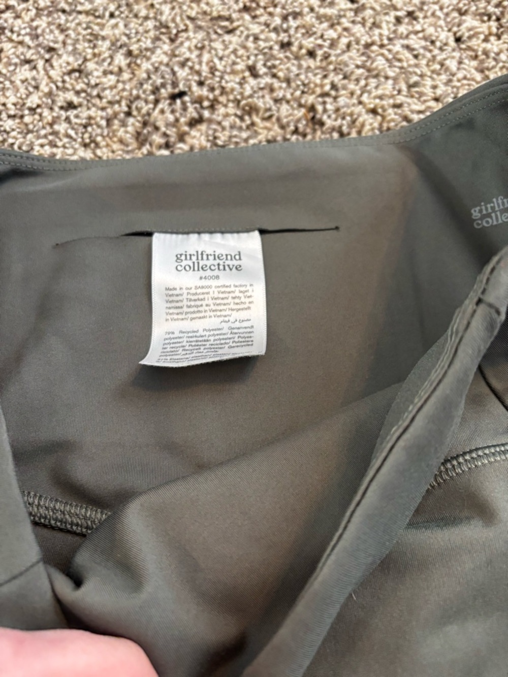 Girlfriend Collective Cropped Hunter Green Athletic Leggings - Picture 4 of 6